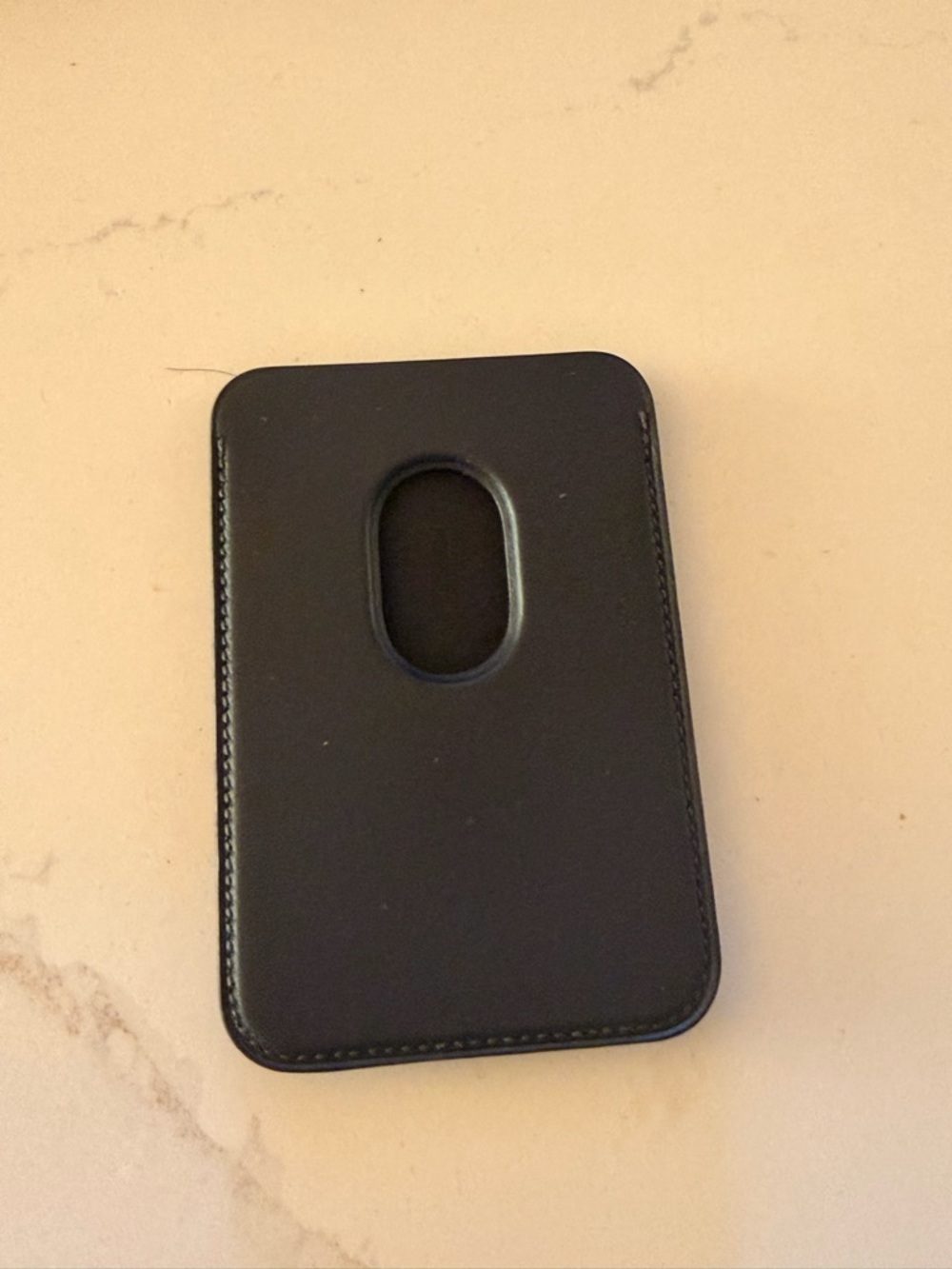 Apple Black Leather Phone Card Holder with Center Slot